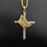 Hip Hop Crown Zircon Necklace - pluto essentials 