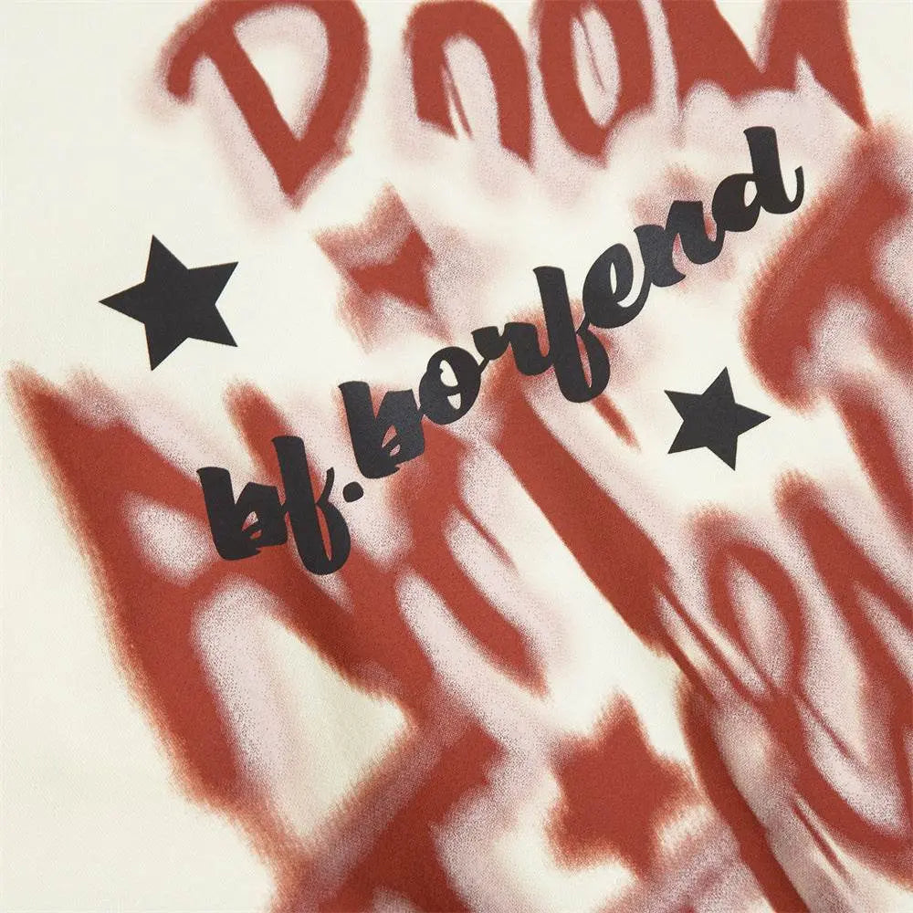 Graffiti Letter Printed Hoodie Men - pluto essentials 