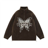 Butterfly Print Lamb Wool Sweatshirt Men - pluto essentials 