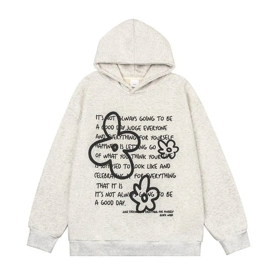 English Letters Printed Hoodie Men - pluto essentials 