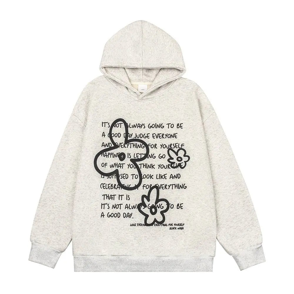 English Letters Printed Hoodie Men - pluto essentials 