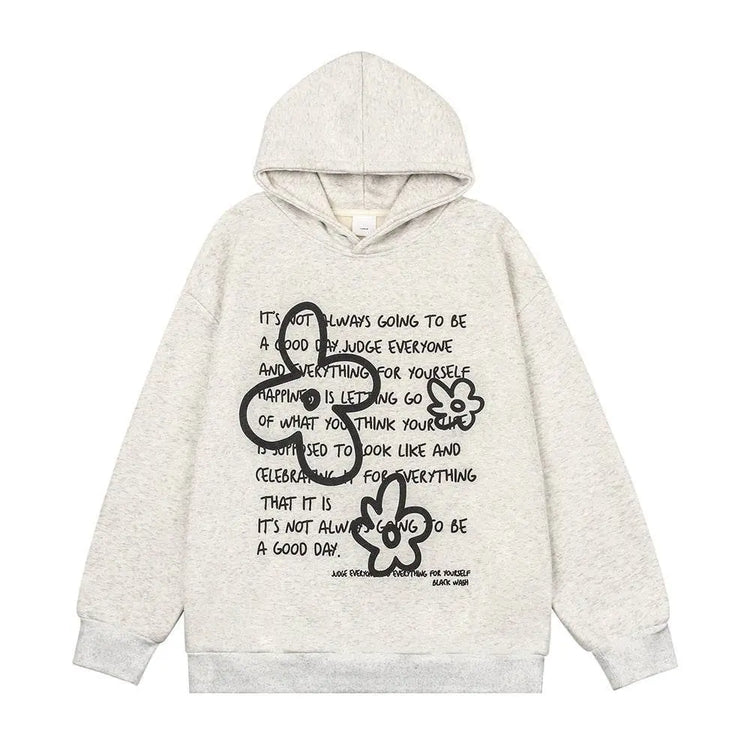 English Letters Printed Hoodie Men - pluto essentials 