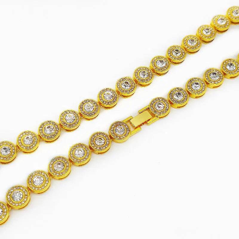 Double Gold Chain Full Diamond Hip Hop Rap Hip Hop Necklace - pluto essentials 