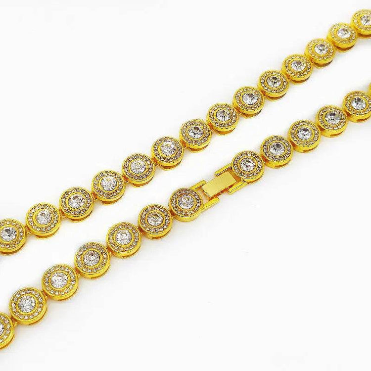 Double Gold Chain Full Diamond Hip Hop Rap Hip Hop Necklace - pluto essentials 