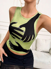 Y2K Printed Tank Vest INS Fashion Streetwear Round Neck Sleeveless Top Summer Women&