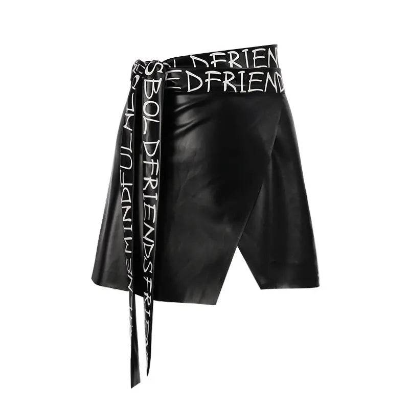 PU Leather Irregular Skirt Peplum Belt Personlity Women Waist Belts Waistband Slim Streetwear Elegant Ladies Corsets - pluto essentials 