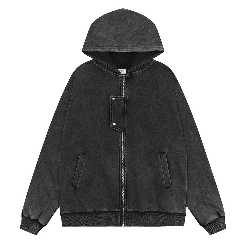 Washed Old Hooded Jacket For Men - pluto essentials 