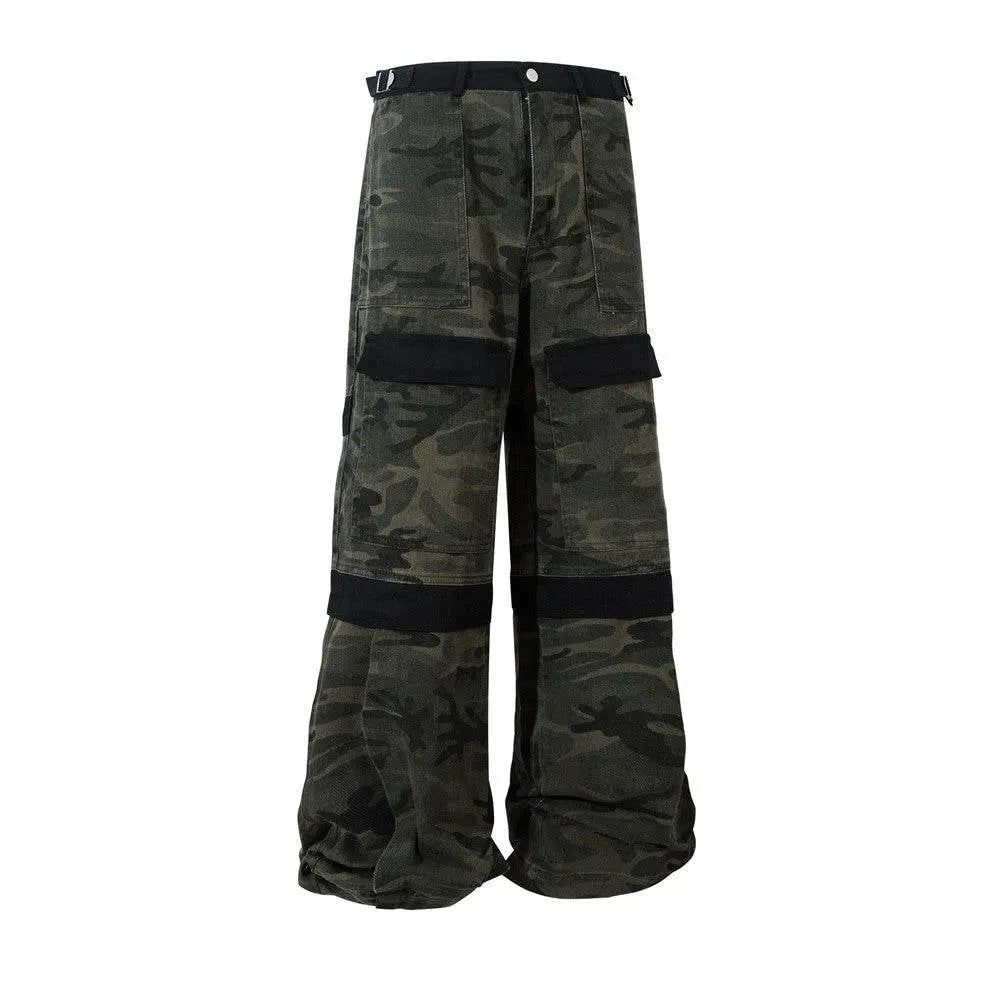 Heavy Industry Camouflage Workwear Men Trousers Stitching - pluto essentials 