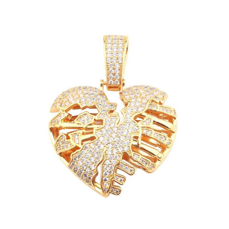 Broken Heart Pendant Hip Hop - pluto essentials 