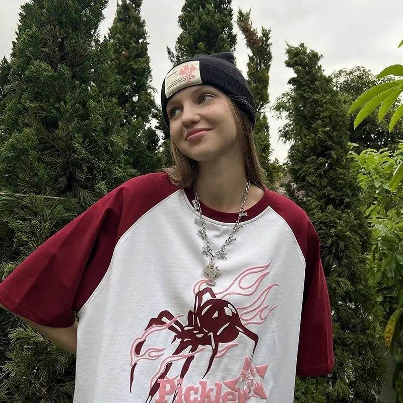 High Quality Harajuku Casual Hip Hop Female Vintage Oversized Street Retro Summer Letters T-shirts - pluto essentials 