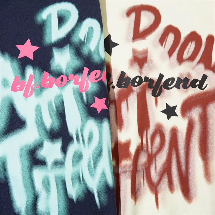 Graffiti Letter Printed Hoodie Men - pluto essentials 