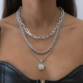 Hip-Hop Punk Style Metal Square Clavicle Necklace Women - pluto essentials 
