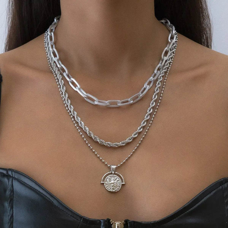 Hip-Hop Punk Style Metal Square Clavicle Necklace Women - pluto essentials 