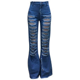 street trend flared denim pants - pluto essentials 