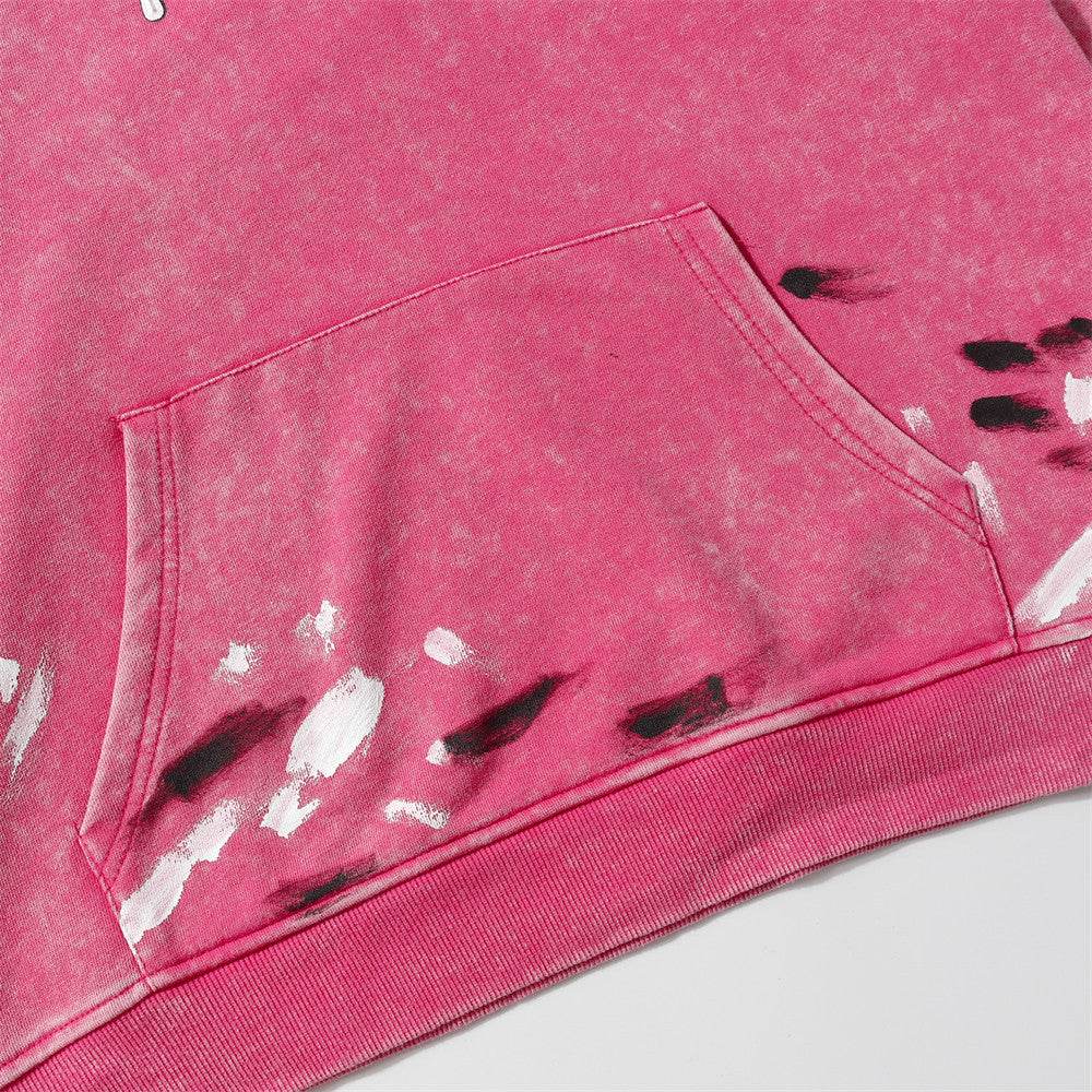 Fashion Wash Letters Printed Hoodie Men - pluto essentials 