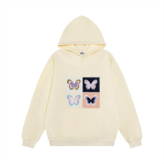 Butterfly Patch Embroidered Hoodie Men - pluto essentials 