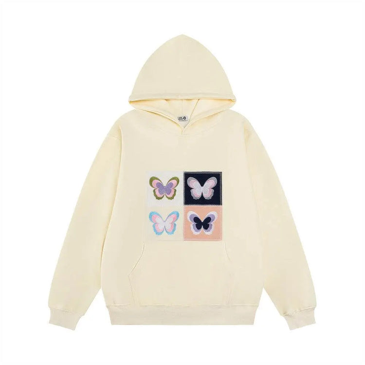 Butterfly Patch Embroidered Hoodie Men - pluto essentials 
