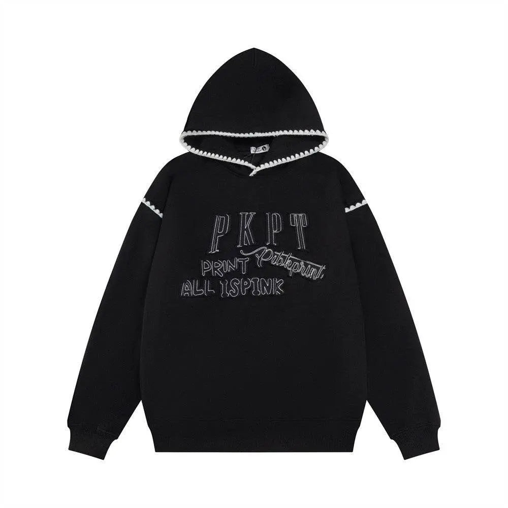 Embroidered Lace Hooded Sweater For Men - pluto essentials 