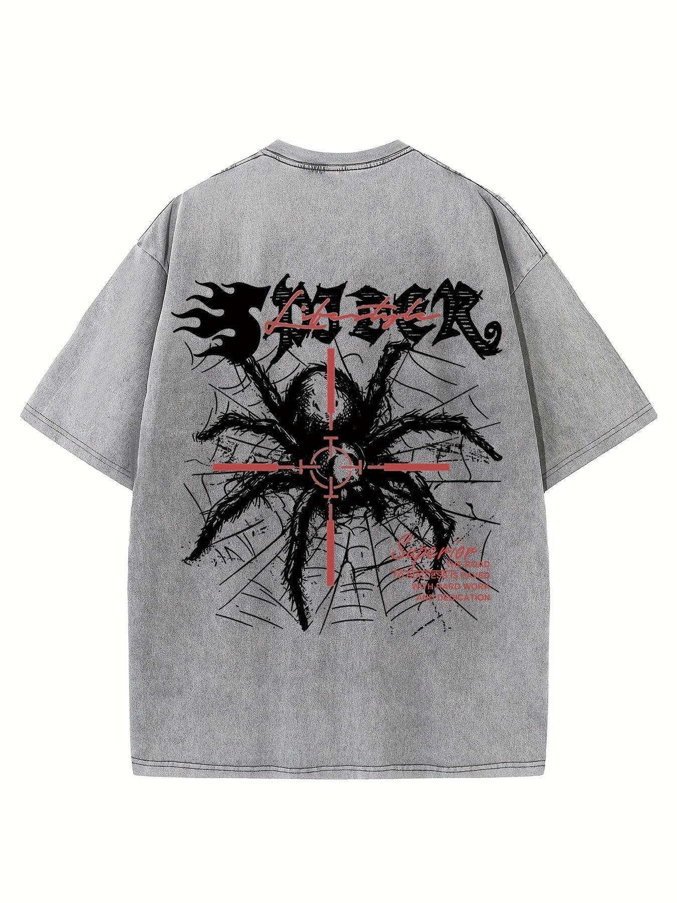 Retro Harajuku Street Spider Double-sided t-shirt - pluto essentials 