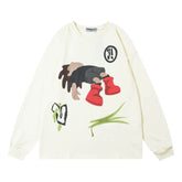 Cartoon Printed Crew Neck Sweatshirt Men - pluto essentials 
