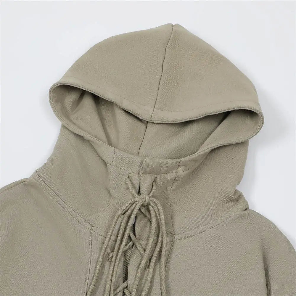 Drawstring Lace Hooded Sweater Men - pluto essentials 