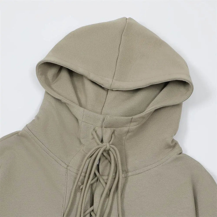 Drawstring Lace Hooded Sweater Men - pluto essentials 