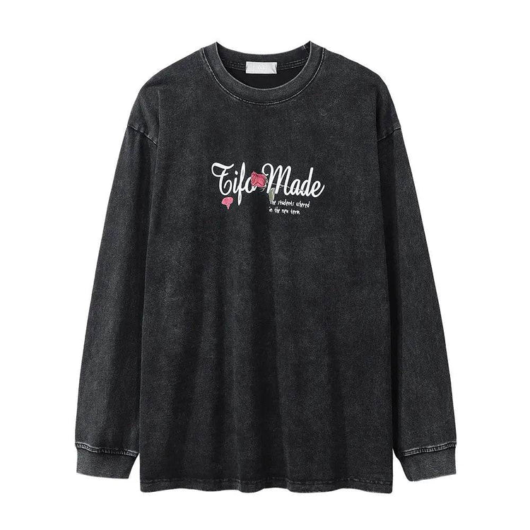 Fashion Brand Fried Street Rose Long Sleeve Men&