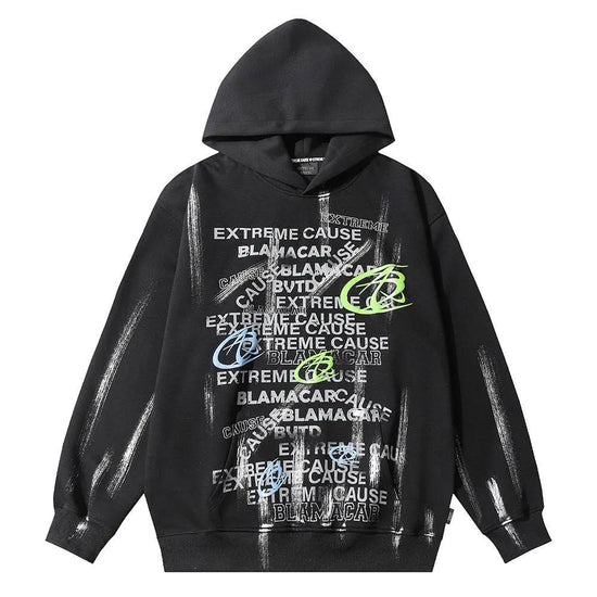 Fashion Letter Graffiti Printed Hoodie Men - pluto essentials 