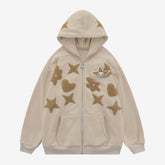 Harajuku Y2g Street Sweatshirt Hiphop Towel Embroidery Cardigan Hoodie - pluto essentials 