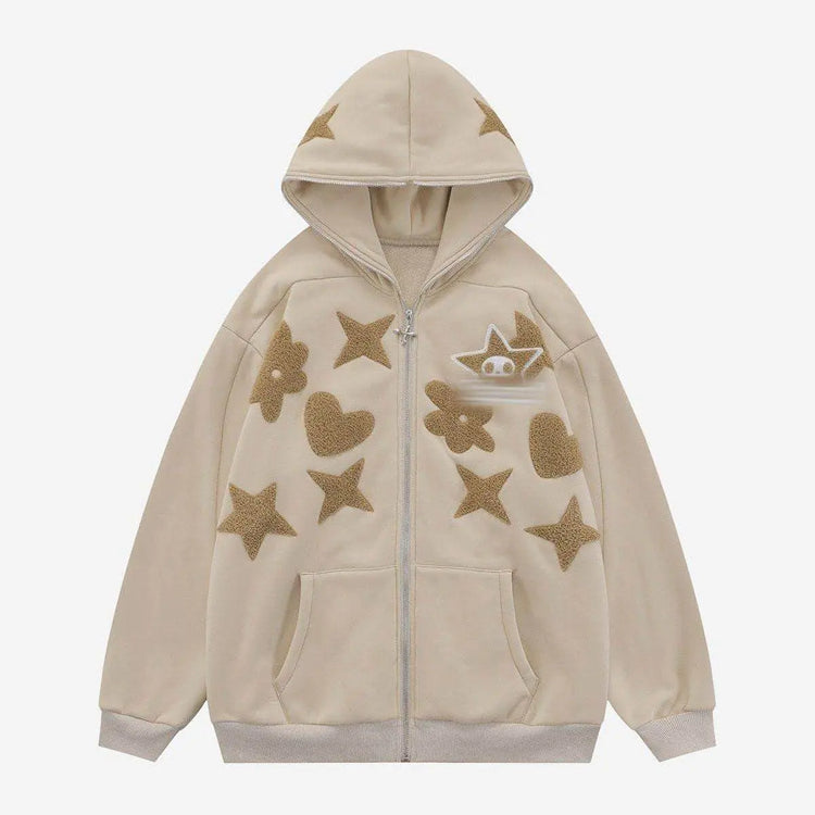 Harajuku Y2g Street Sweatshirt Hiphop Towel Embroidery Cardigan Hoodie - pluto essentials 