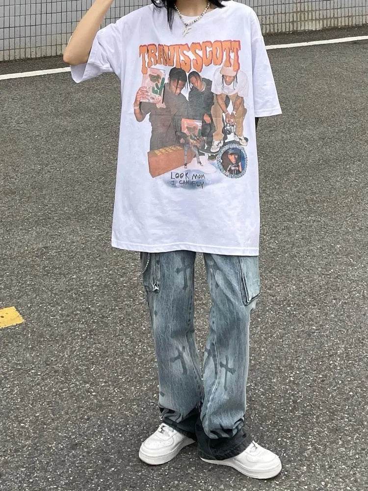 American Street Retro Oversize Fried Street Shirt Trend - pluto essentials 