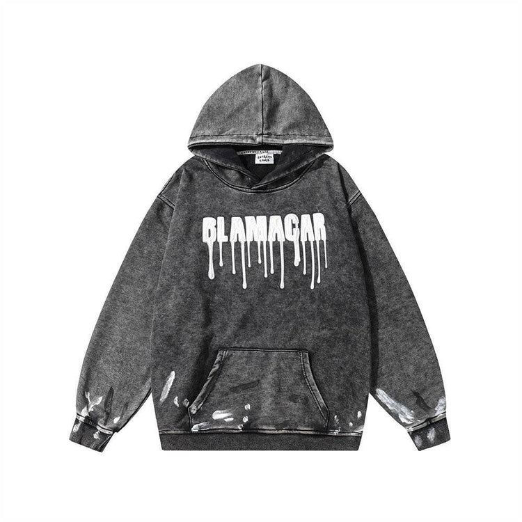Fashion Wash Letters Printed Hoodie Men - pluto essentials 