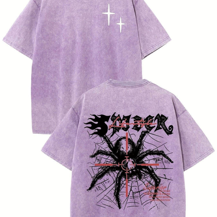 Retro Harajuku Street Spider Double-sided t-shirt - pluto essentials 