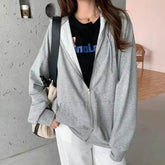 Brown Y2K Aesthetic Hoodies Women Zip Up Sweatshirt Hooded - pluto essentials 