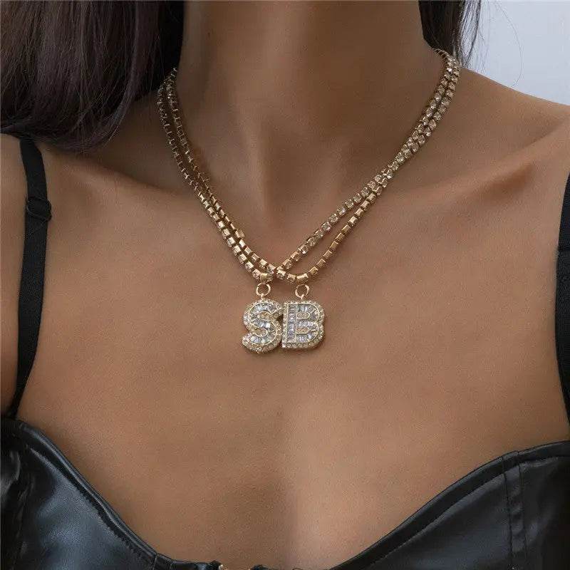 Hip-hop Hipster Diss Full Diamond Stacking Necklace Women - pluto essentials 