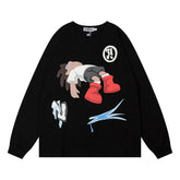 Cartoon Printed Crew Neck Sweatshirt Men - pluto essentials 