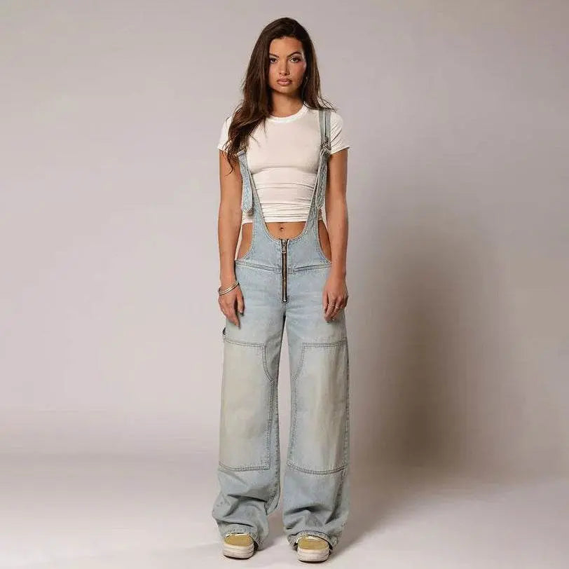 Urban Loose Denim Jumpsuit - pluto essentials 