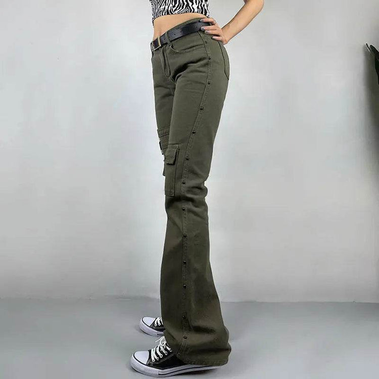 High Street Fried Street Straight Pants Cargo Pants Jeans - pluto essentials 