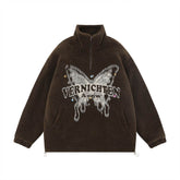 Butterfly Print Lamb Wool Sweatshirt Men - pluto essentials 