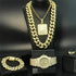 Hiphop hiphop full diamond cuban necklace men set - pluto essentials 