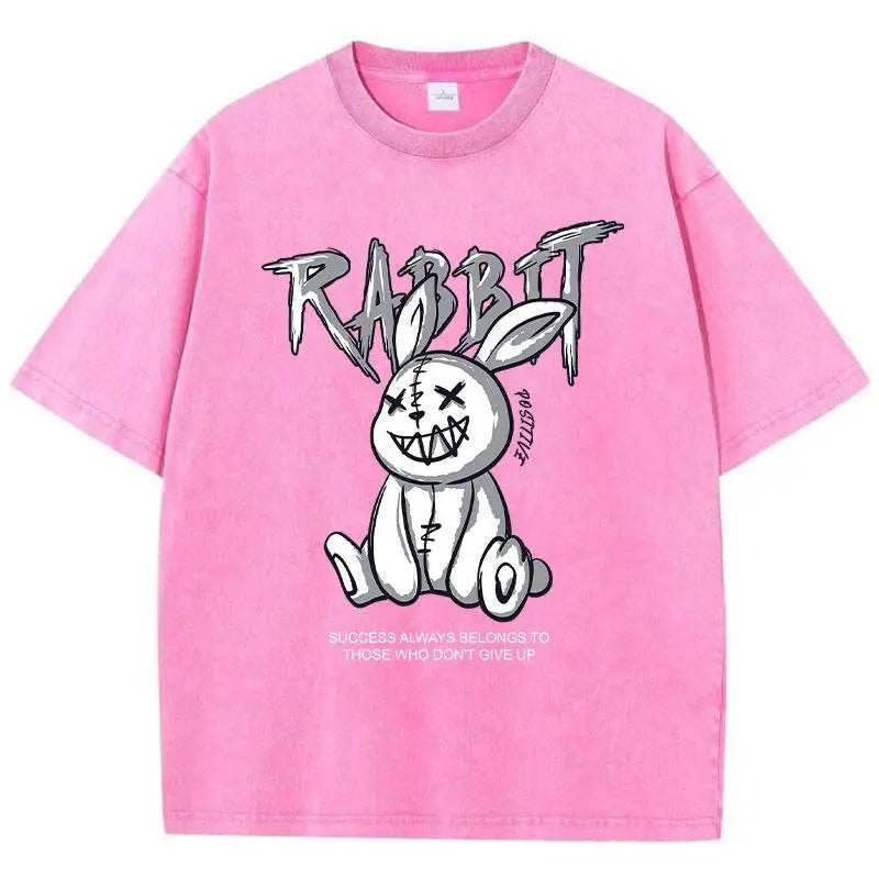 Cute Rabbit Print T-shirt Breathable T-shirt Streetwear - pluto essentials 