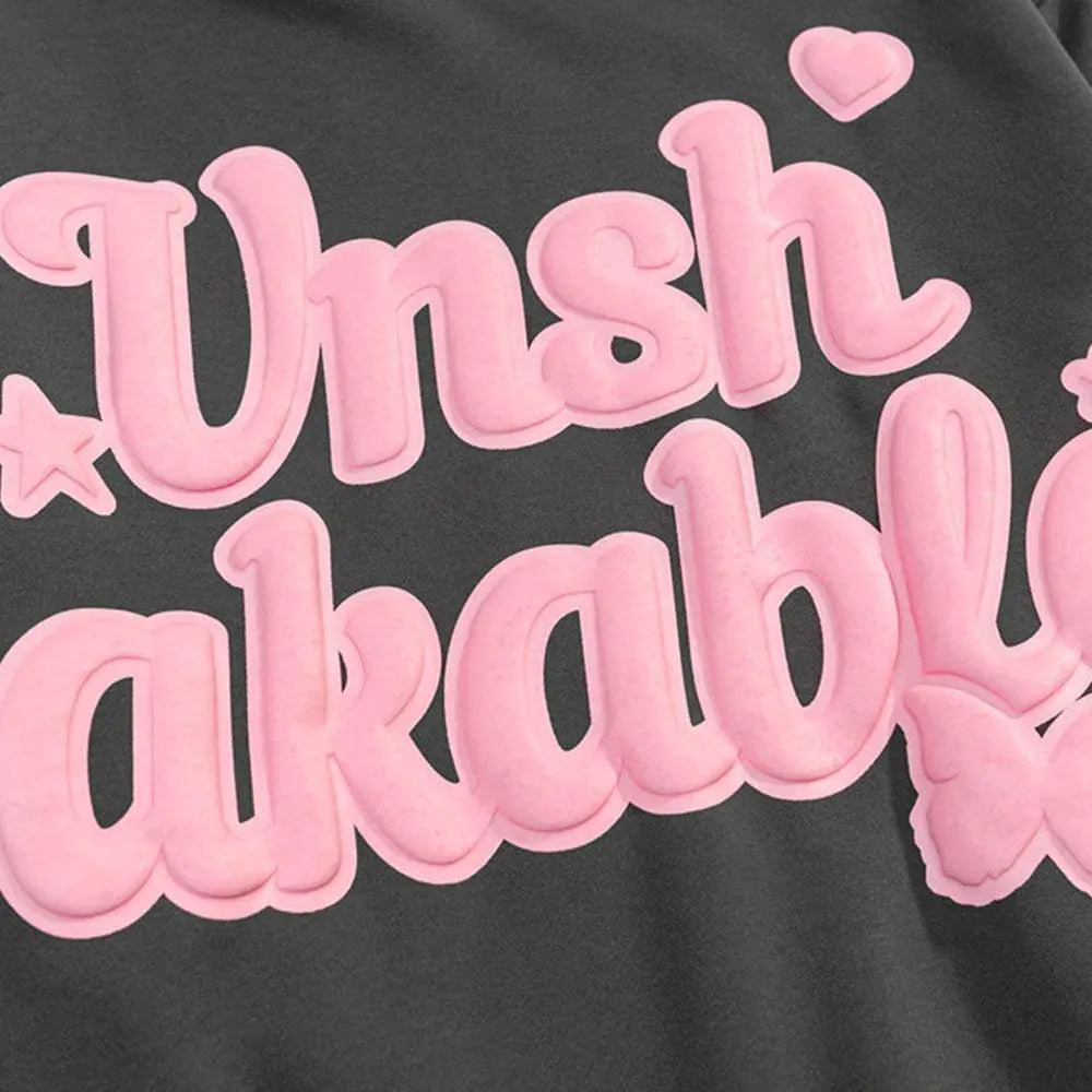 Foam Letter Printed Hoodie Men - pluto essentials 