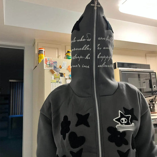 Harajuku Y2g Street Sweatshirt Hiphop Towel Embroidery Cardigan Hoodie - pluto essentials 