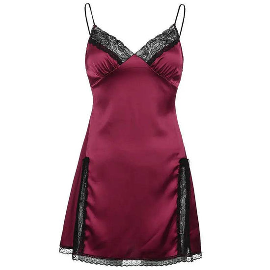 Sweetown Y2K Aesthetic Cute Satin Mini Dress Women Lace - pluto essentials 