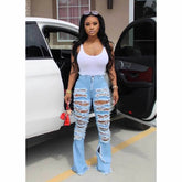 street trend flared denim pants - pluto essentials 