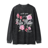 Fashion Brand Fried Street Rose Long Sleeve Men&