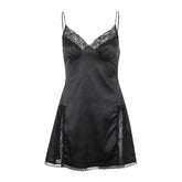 Sweetown Y2K Aesthetic Cute Satin Mini Dress Women Lace - pluto essentials 