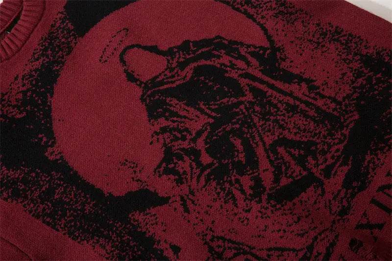 Street Hip-hop Ripped Hole Oversized Pullover Sweater - pluto essentials 