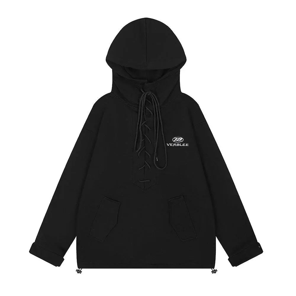 Drawstring Lace Hooded Sweater Men - pluto essentials 