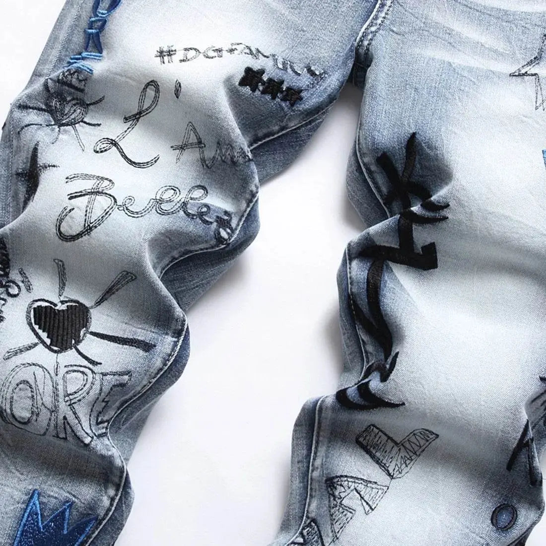 graffiti custom ripped jeans - pluto essentials 